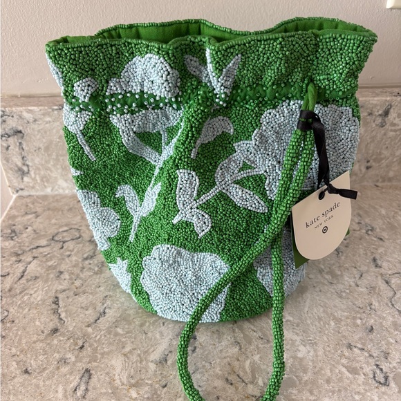Kate Spade x Target Green Blue Floral Beaded Bag - Picture 2 of 2